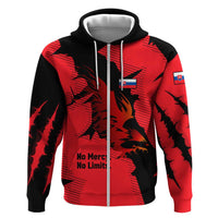 Slovakia Zip Hoodie with Red Black Falcon Claw No Mercy Spirit