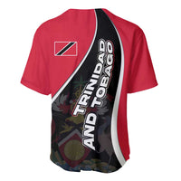 Trinidad and Tobago Flag Crest Design Baseball Jersey with Bold Red Black Diagonal Layout - Wonder Print Shop