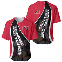 Trinidad and Tobago Flag Crest Design Baseball Jersey with Bold Red Black Diagonal Layout - Wonder Print Shop