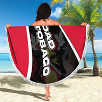 Trinidad and Tobago Flag Crest Design Beach Blanket with Bold Red Black Diagonal Layout - Wonder Print Shop