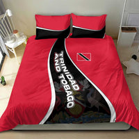 Trinidad and Tobago Flag Crest Design Bedding Set with Bold Red Black Diagonal Layout - Wonder Print Shop