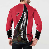 Trinidad and Tobago Flag Crest Design Button Sweatshirt with Bold Red Black Diagonal Layout - Wonder Print Shop