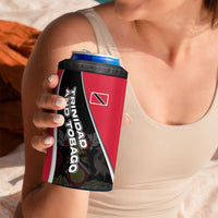 Trinidad and Tobago Flag Crest Design 4 in 1 Can Cooler Tumbler with Bold Red Black Diagonal Layout - Wonder Print Shop