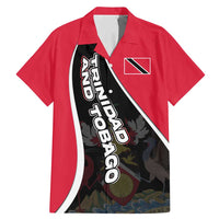 Trinidad and Tobago Flag Crest Design Family Matching Mermaid Dress and Hawaiian Shirt with Bold Red Black Diagonal Layout - Wonder Print Shop