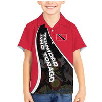 Trinidad and Tobago Flag Crest Design Family Matching Mermaid Dress and Hawaiian Shirt with Bold Red Black Diagonal Layout - Wonder Print Shop