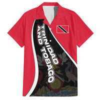 Trinidad and Tobago Flag Crest Design Family Matching Tank Maxi Dress and Hawaiian Shirt with Bold Red Black Diagonal Layout - Wonder Print Shop