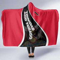 Trinidad and Tobago Flag Crest Design Hooded Blanket with Bold Red Black Diagonal Layout - Wonder Print Shop