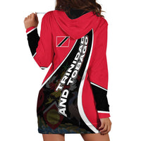 Trinidad and Tobago Flag Crest Design Hoodie Dress with Bold Red Black Diagonal Layout - Wonder Print Shop