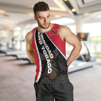 Trinidad and Tobago Flag Crest Design Men Tank Top with Bold Red Black Diagonal Layout - Wonder Print Shop