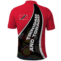Trinidad and Tobago Flag Crest Design Polo Shirt with Bold Red Black Diagonal Layout - Wonder Print Shop