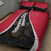 Trinidad and Tobago Flag Crest Design Quilt Bed Set with Bold Red Black Diagonal Layout - Wonder Print Shop
