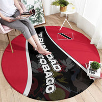 Trinidad and Tobago Flag Crest Design Round Carpet with Bold Red Black Diagonal Layout - Wonder Print Shop
