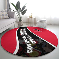Trinidad and Tobago Flag Crest Design Round Carpet with Bold Red Black Diagonal Layout - Wonder Print Shop