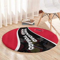 Trinidad and Tobago Flag Crest Design Round Carpet with Bold Red Black Diagonal Layout - Wonder Print Shop