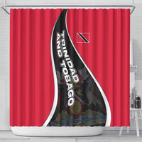 Trinidad and Tobago Flag Crest Design Shower Curtain with Bold Red Black Diagonal Layout - Wonder Print Shop