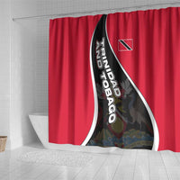 Trinidad and Tobago Flag Crest Design Shower Curtain with Bold Red Black Diagonal Layout - Wonder Print Shop