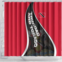 Trinidad and Tobago Flag Crest Design Shower Curtain with Bold Red Black Diagonal Layout - Wonder Print Shop