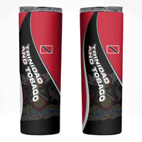 Trinidad and Tobago Flag Crest Design Skinny Tumbler with Bold Red Black Diagonal Layout - Wonder Print Shop