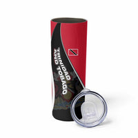 Trinidad and Tobago Flag Crest Design Skinny Tumbler with Bold Red Black Diagonal Layout - Wonder Print Shop