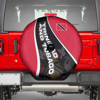 Trinidad and Tobago Flag Crest Design Spare Tire Cover with Bold Red Black Diagonal Layout - Wonder Print Shop