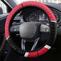 Trinidad and Tobago Flag Crest Design Steering Wheel Cover with Bold Red Black Diagonal Layout - Wonder Print Shop