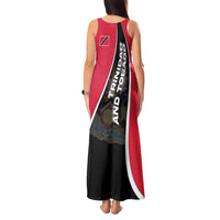 Trinidad and Tobago Flag Crest Design Tank Maxi Dress with Bold Red Black Diagonal Layout - Wonder Print Shop