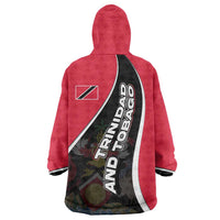 Trinidad and Tobago Flag Crest Design Wearable Blanket Hoodie with Bold Red Black Diagonal Layout - Wonder Print Shop