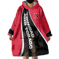 Trinidad and Tobago Flag Crest Design Wearable Blanket Hoodie with Bold Red Black Diagonal Layout - Wonder Print Shop