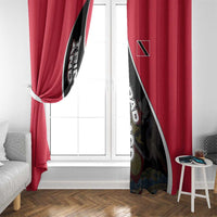 Trinidad and Tobago Flag Crest Design Window Curtain with Bold Red Black Diagonal Layout - Wonder Print Shop