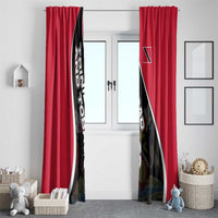 Trinidad and Tobago Flag Crest Design Window Curtain with Bold Red Black Diagonal Layout - Wonder Print Shop