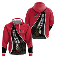 Trinidad and Tobago Flag Crest Design Zip Hoodie with Bold Red Black Diagonal Layout - Wonder Print Shop