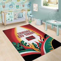 Trinidad and Tobago Scarlet Ibis Area Rug with Tropical Leaves and National Flag Design TS04