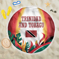 Trinidad and Tobago Scarlet Ibis Beach Blanket with Tropical Leaves and National Flag Design TS04