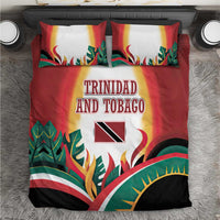 Trinidad and Tobago Scarlet Ibis Bedding Set with Tropical Leaves and National Flag Design TS04