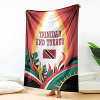 Trinidad and Tobago Scarlet Ibis Blanket with Tropical Leaves and National Flag Design TS04