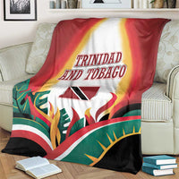 Trinidad and Tobago Scarlet Ibis Blanket with Tropical Leaves and National Flag Design TS04