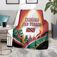 Trinidad and Tobago Scarlet Ibis Blanket with Tropical Leaves and National Flag Design TS04