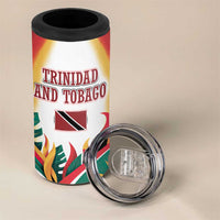 Trinidad and Tobago Scarlet Ibis 4 in 1 Can Cooler Tumbler with Tropical Leaves and National Flag Design TS04