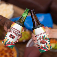 Trinidad and Tobago Scarlet Ibis 4 in 1 Can Cooler Tumbler with Tropical Leaves and National Flag Design TS04