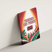 Trinidad and Tobago Scarlet Ibis Canvas Wall Art with Tropical Leaves and National Flag Design TS04
