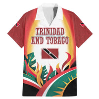 Trinidad and Tobago Scarlet Ibis Family Matching Mermaid Dress and Hawaiian Shirt with Tropical Leaves and National Flag Design TS04
