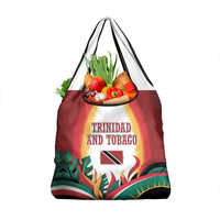 Trinidad and Tobago Scarlet Ibis Grocery Bag with Tropical Leaves and National Flag Design TS04