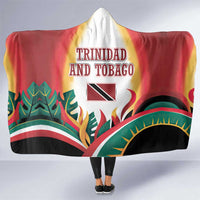 Trinidad and Tobago Scarlet Ibis Hooded Blanket with Tropical Leaves and National Flag Design TS04