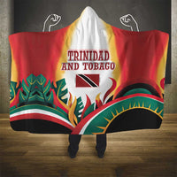 Trinidad and Tobago Scarlet Ibis Hooded Blanket with Tropical Leaves and National Flag Design TS04