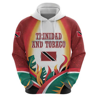 Trinidad and Tobago Scarlet Ibis Hoodie with Tropical Leaves and National Flag Design TS04