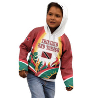 Trinidad and Tobago Scarlet Ibis Kid Hoodie with Tropical Leaves and National Flag Design TS04