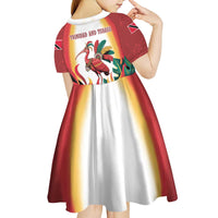 Trinidad and Tobago Scarlet Ibis Kid Short Sleeve Dress with Tropical Leaves and National Flag Design TS04