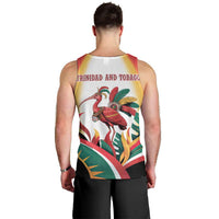 Trinidad and Tobago Scarlet Ibis Men Tank Top with Tropical Leaves and National Flag Design TS04
