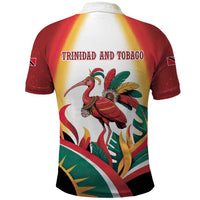 Trinidad and Tobago Scarlet Ibis Polo Shirt with Tropical Leaves and National Flag Design TS04