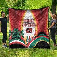 Trinidad and Tobago Scarlet Ibis Quilt with Tropical Leaves and National Flag Design TS04